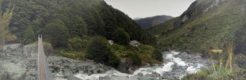 Looking across the bridge towards the Dart Hut.