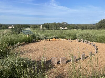 The analemmatic sundial built by the local Boy Scout troop.