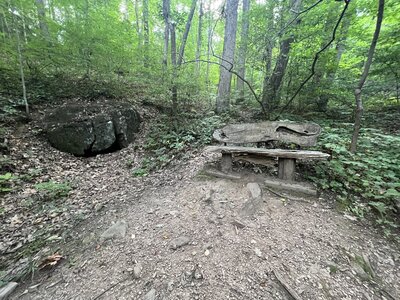 Bench and small cave