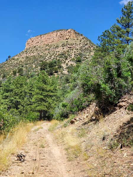 Looking west towards the taller of the two buttes