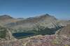 Looking down on Lineham Lakes from the Lineham Ridge high point. Mt Hawkins (left) and an unnamed peak loom behind the lakes.