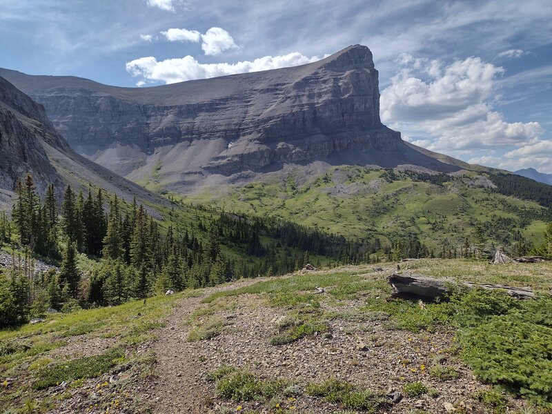 Beehive Mountain is massive, as it looms ahead when nearing it from the southeast on the GDT. At the very left is a hint of its ampitheature ahead. Very impressive!