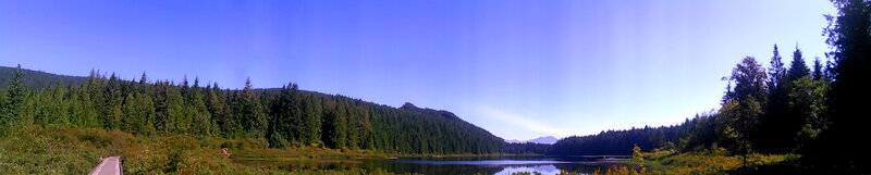 A panorama photo of Rolley Lake from the west side of the loop.
