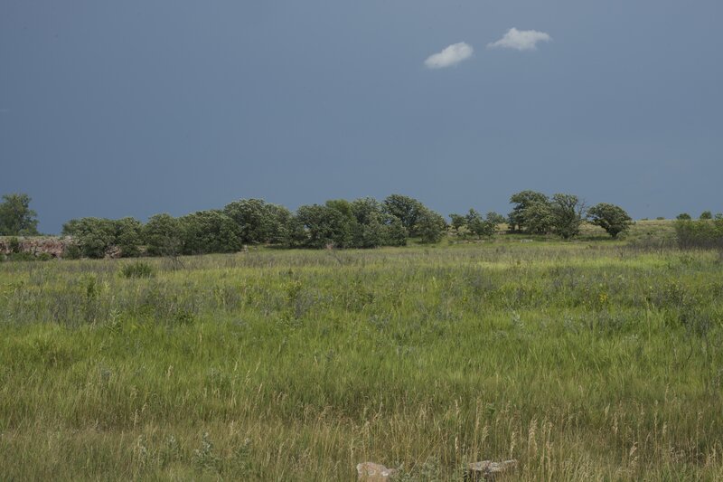 The trail meanders through tallgrass prairie, offering beautiful views.