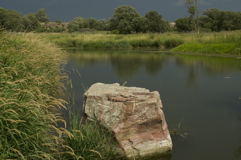 Lake Hiawatha is formed by Pipestone Creek.  Animals can be seen getting water from here at different times throughout the day.