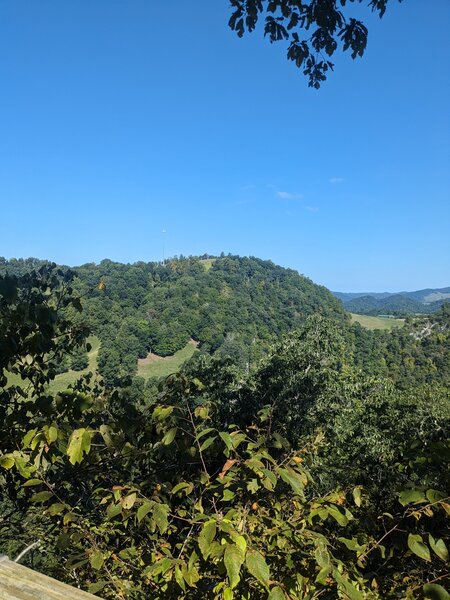 View of adjacent mountains from the platform atop Copper Ridge Trail.