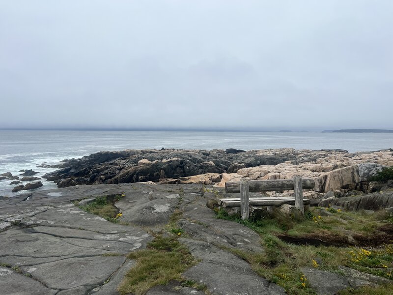 When you get to the Ocean Benches, you have a great view of the Atlantic Ocean and the pink granite and black igneous rock that make up the coastline.
