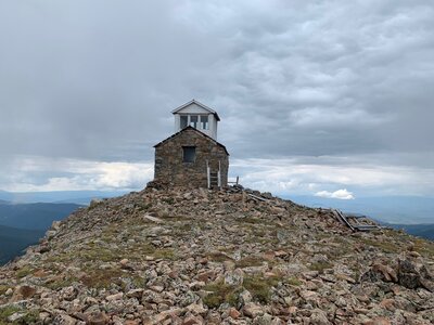 Fairview Peak Fire Lookout standing tall above its surroundings.