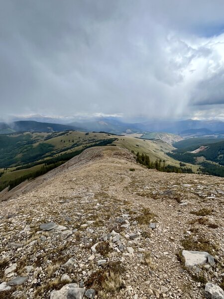 Looking down the east ridge from Cement Summit.