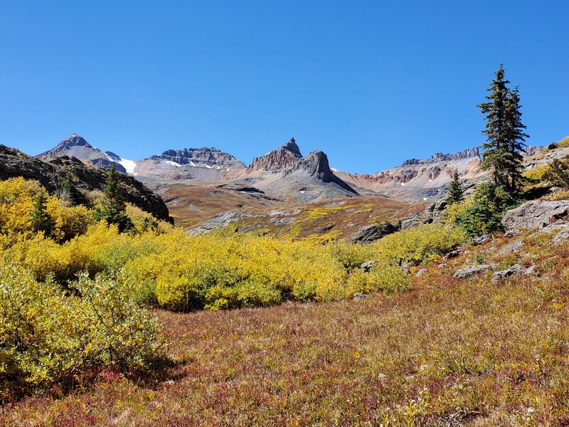 Looking back upvalley towards the alpine bowls.