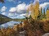 The beautiful bright colors of fall, surround the first of three Roman Nose Lakes.