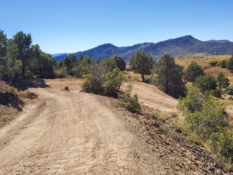 Nice big bermed turn near the top of Meadow Beginner Downhill.