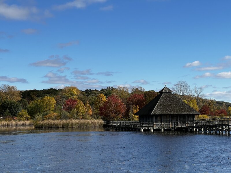 Bridges over the marsh area in fall.