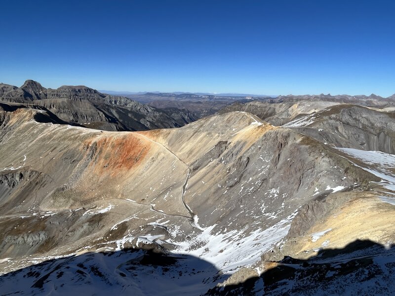 A view of Imogene Pass from Telluride summit