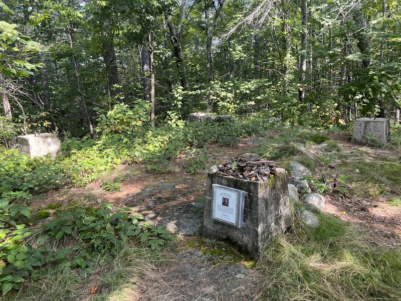 The foundation remains of the Sabattus Lookout Tower can be seen along the trail.  The tower was disassembled in the 1963.