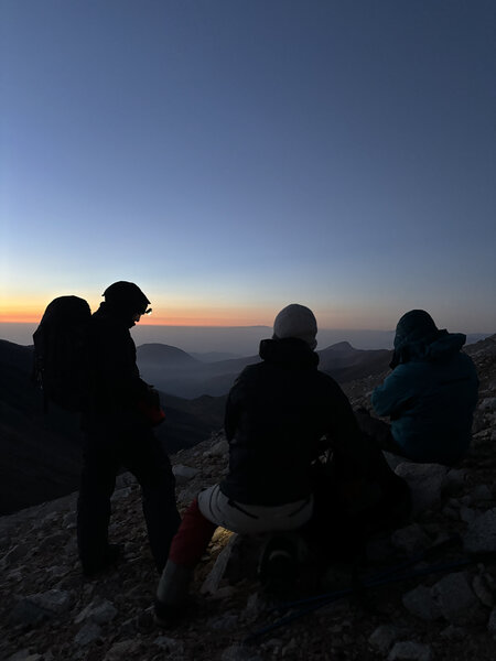 Sunrise just below first ridge.