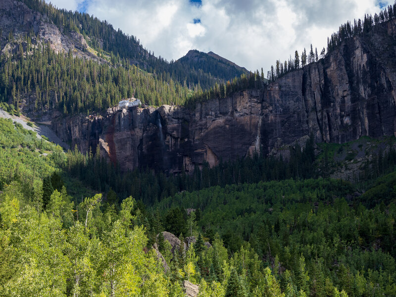 Views of Bridal Veil Falls from the starting trailhead.