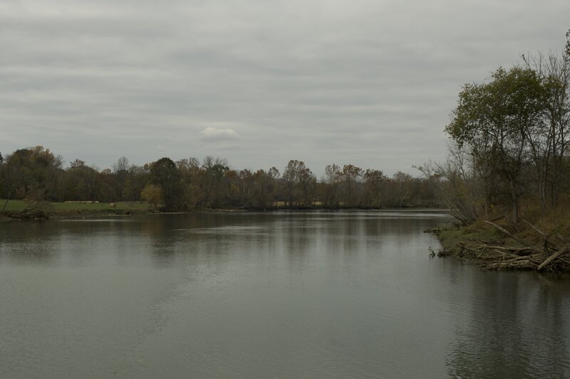 There are great views of the French Broad River from the end of the island.