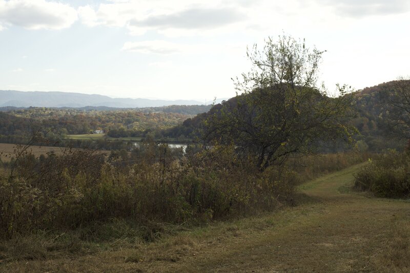 There are views of the French Broad, Chilhowee Mountain, and the Great Smoky Mountains from the trail.