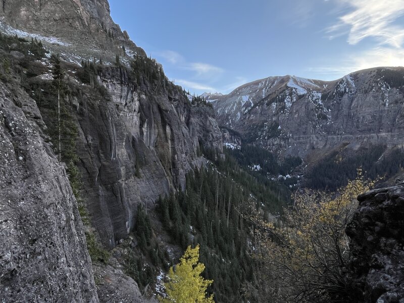 View from the switchbacks on the La Junta Basin Trail.