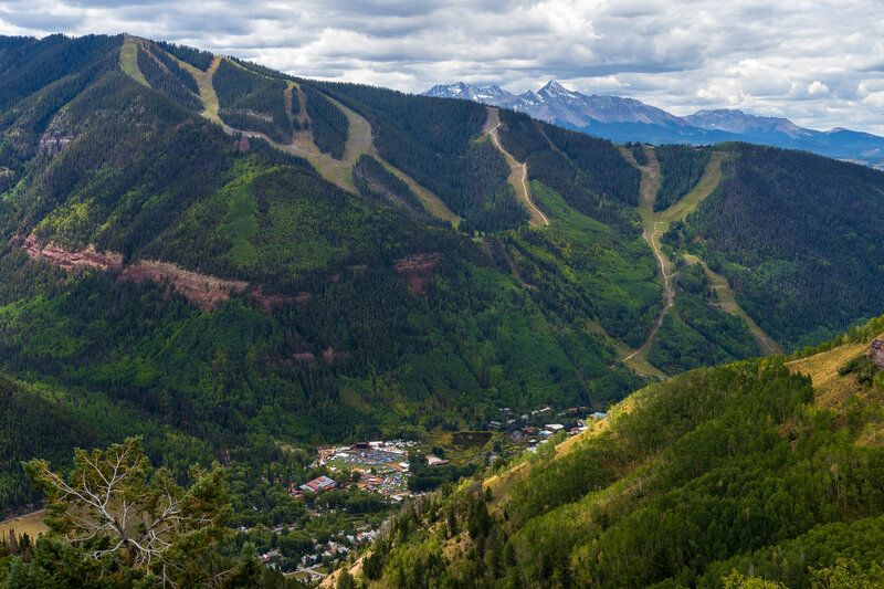 Views across Telluride to Telluride Ski Resort.