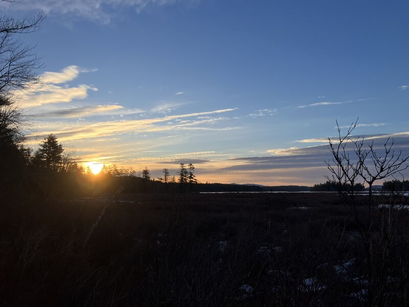 Sunrise over a frozen Sucker Brook Bog.