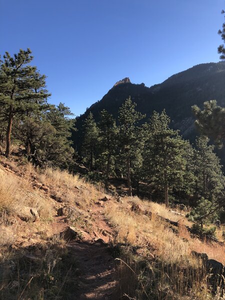 Crown Rock trail facing 1st Flatiron.