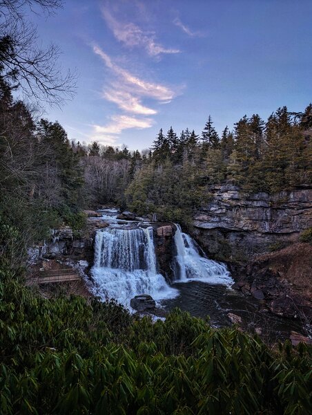 Blackwater Falls in February from the upper viewing platform.