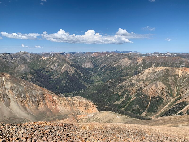 Looking west from the saddle between Red Cloud and Sunshine.