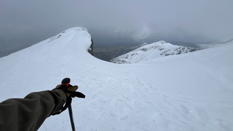 Sketchy section of descent on blue trail in late March.