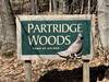 The sign, at the entrance, to Partridge Woods.