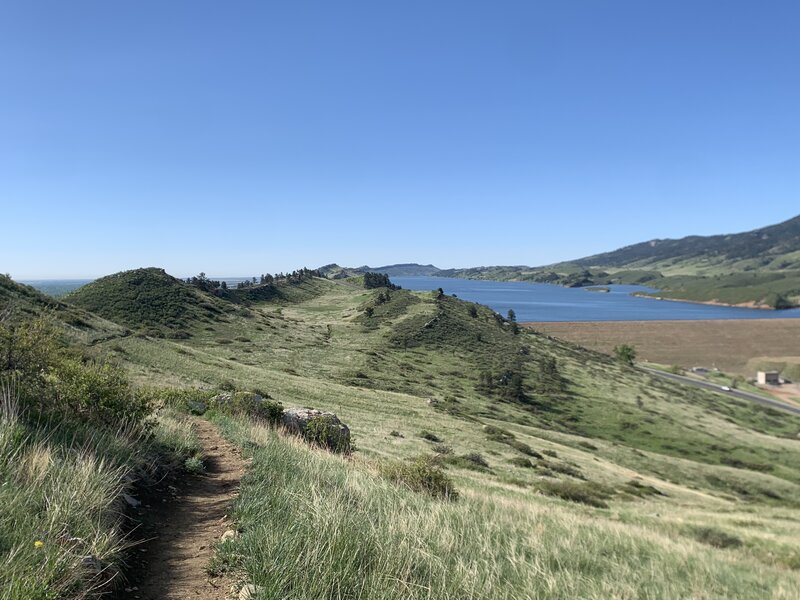 Greeted with a view of Horsetooth Reservoir after a steady moderate incline.