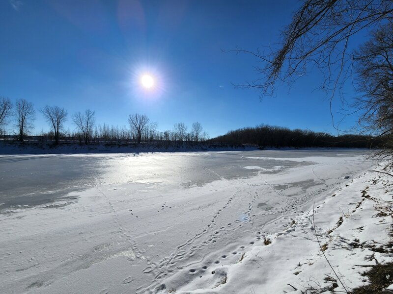 Minnesota River in winter at the end of the trail.