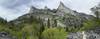 Left-to-right: Flathead Buttress, Shoshone Spire, Nez Perce Spire.