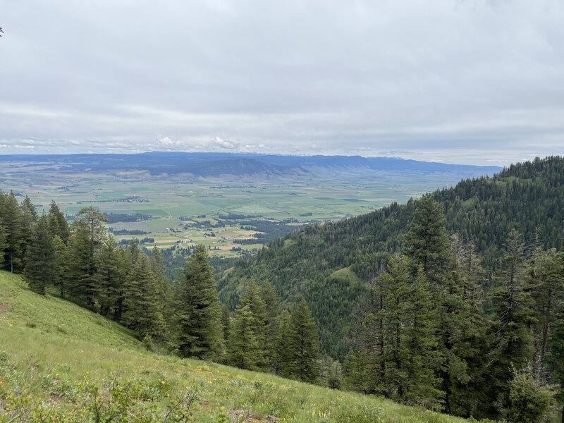 View of Grande Ronde Valley from near top of the trail. This steep trail is best hiked on a cool, overcast day.