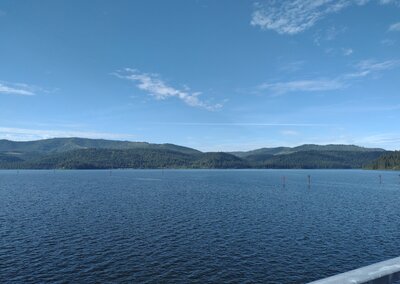 Lake Coeur d'Alene, looking north from the Chatcolet Bridge along Trail of the Coeur d'Alenes.