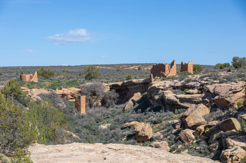 Hovenweep Castle and Hovenweep House at the head of Square Tower Canyon.