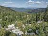Mountains nearby, and far into the distance, looking east from high on Fault Lake Trail.