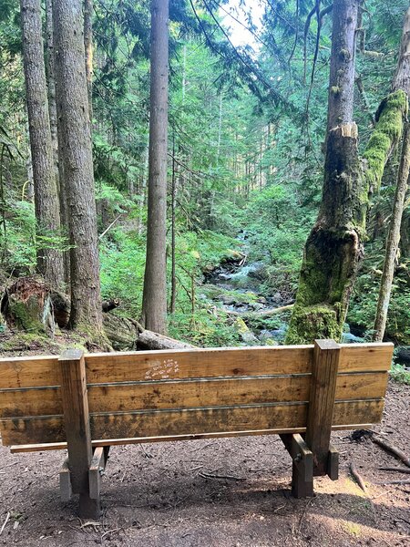 Bench with view of North Fork Wallace River.