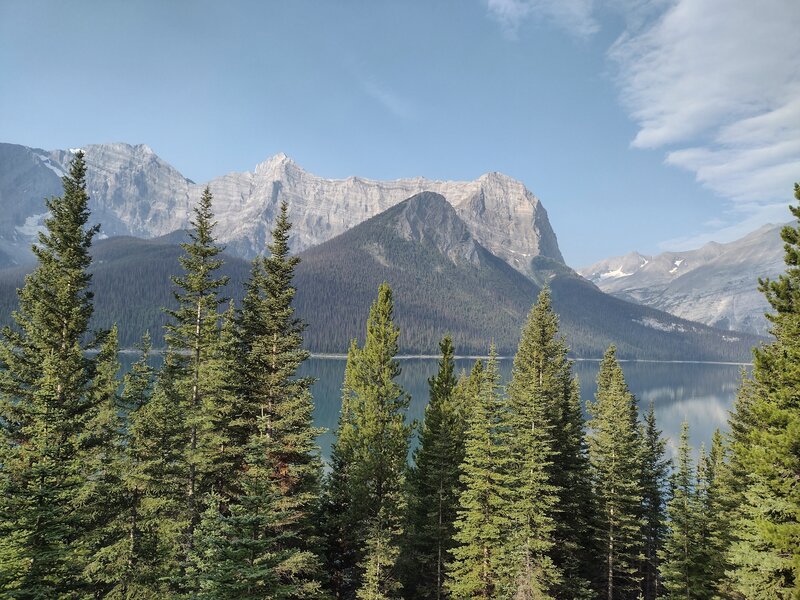 Mount Sarrail, 10,400 ft., with beautiful Upper Kananaskis Lake below, is seen just past the viewpoint along the Canadian Mt. Everest Expedition Trail. (better views here than at the viewpoint :>)