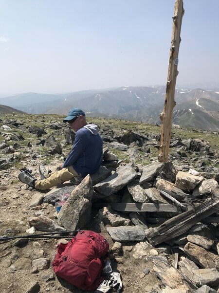 On the Continental Divide Trail at Argentine Peak's flat summit.