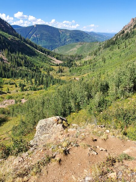 Looking down-valley - east Vail and a few Vail ski runs in the distance.