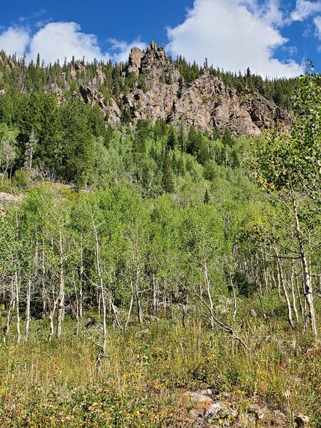 Rocky outcrops along the trail.