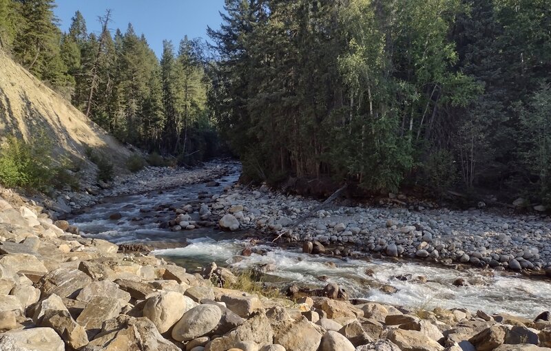 Swift Creek rushes around a scenic bend along the trail.