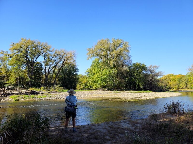 At the large beach on the Straight River just off the Arrowhead Trail.