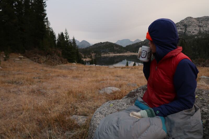 Enjoying a cold fall morning.