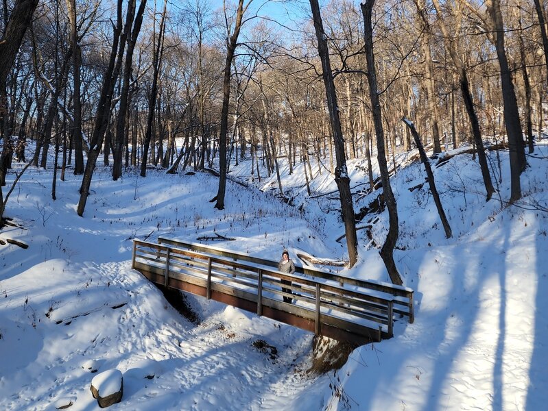 Crossing the first bridge in winter.