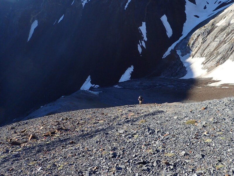 Climbing up Sacajawea's east ridge.