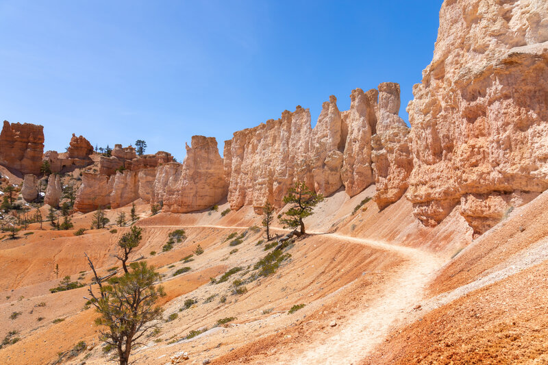 Walking alongside a wall of hoodoos.