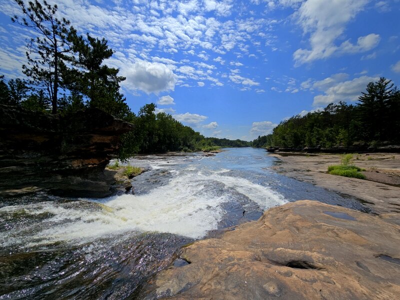 Looking downriver from above the falls.